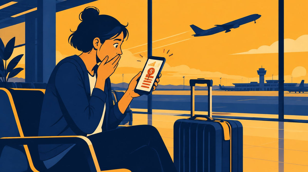 Traveler shocked by a high phone bill at the airport