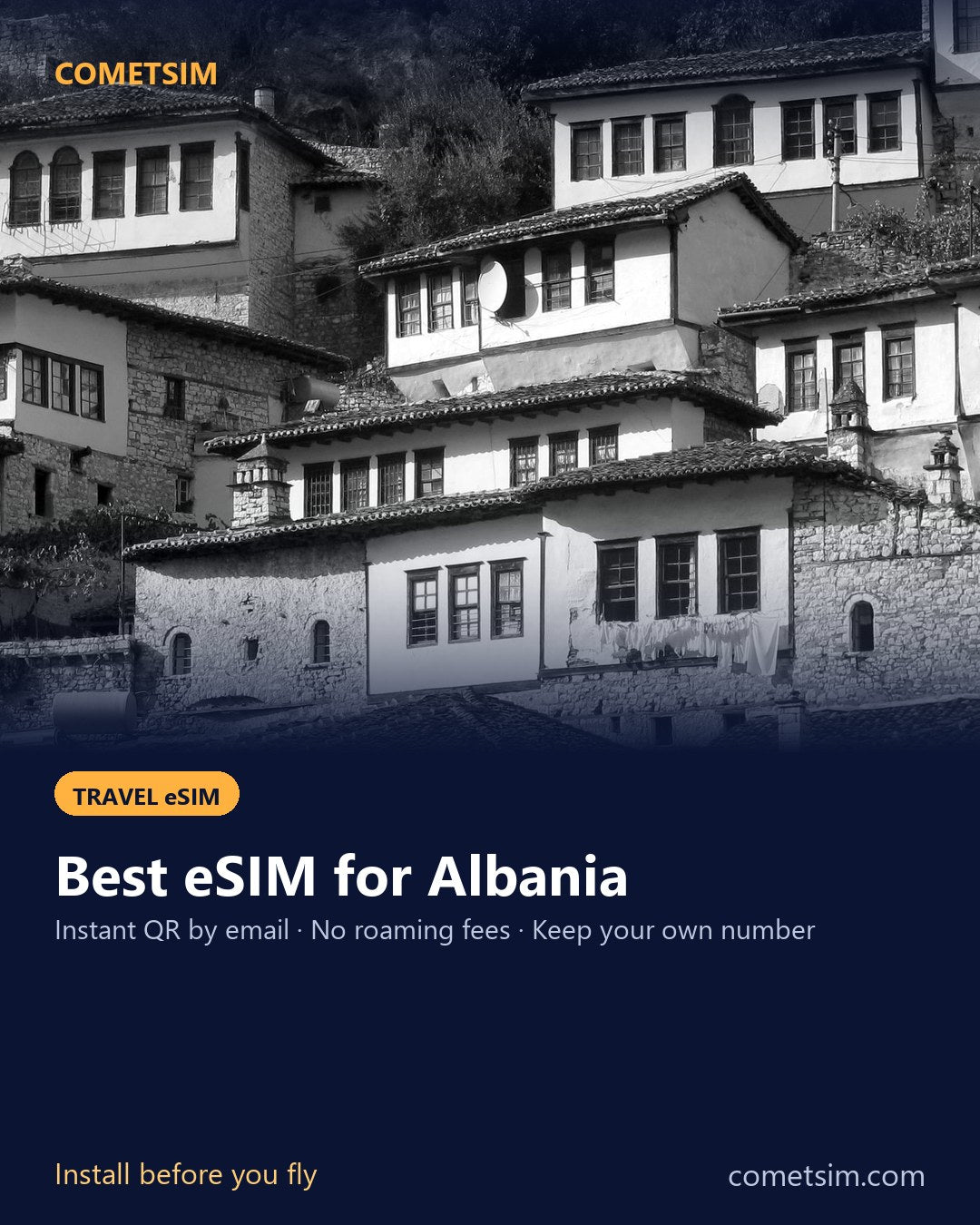 Albania travel eSIM – instant QR, no roaming fees