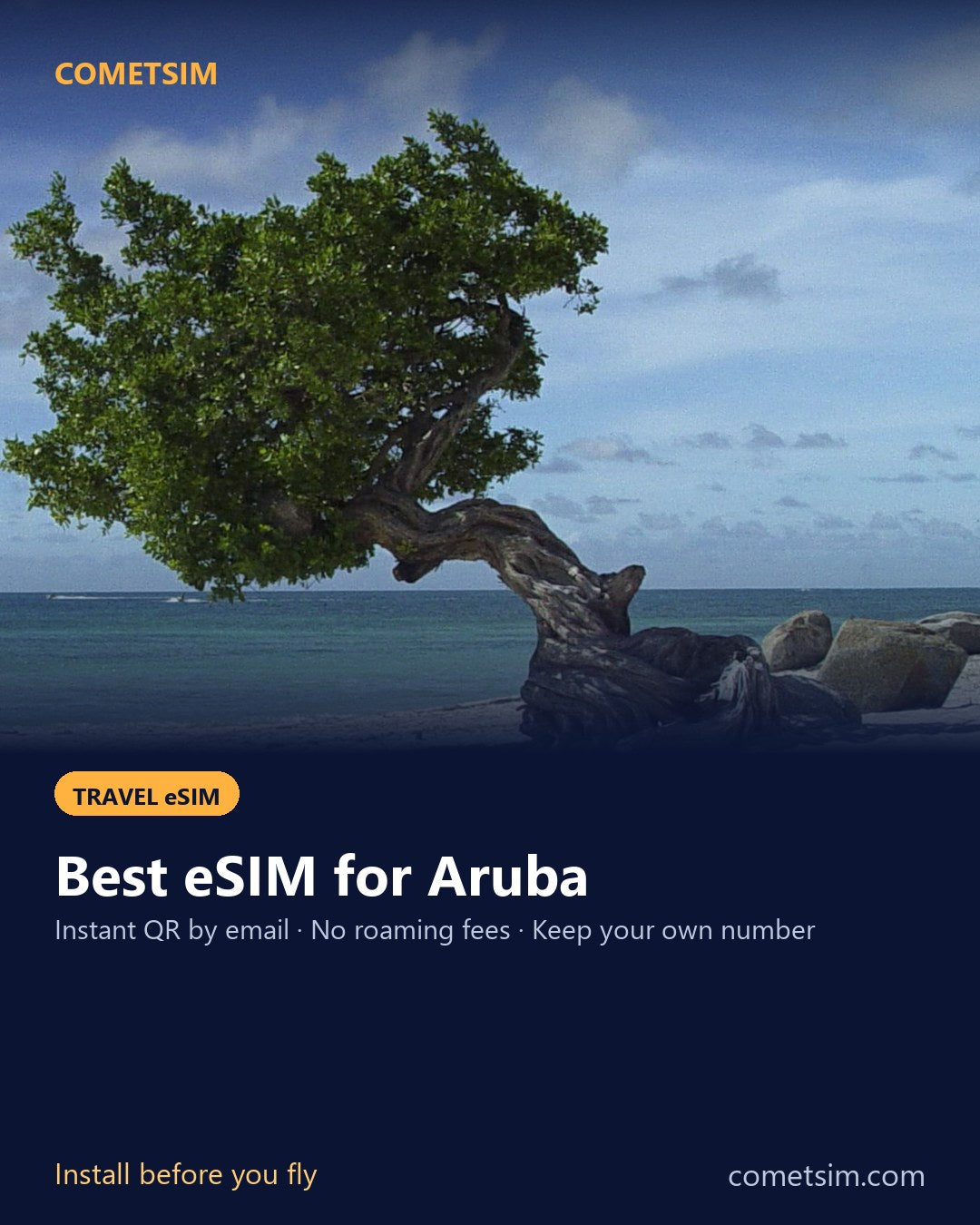 Aruba travel eSIM – instant QR, no roaming fees