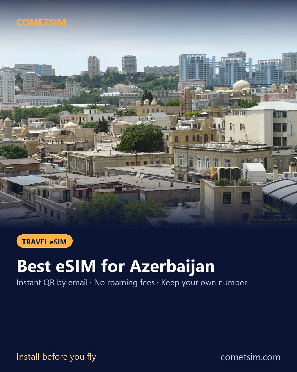 Azerbaijan travel eSIM – instant QR, no roaming fees
