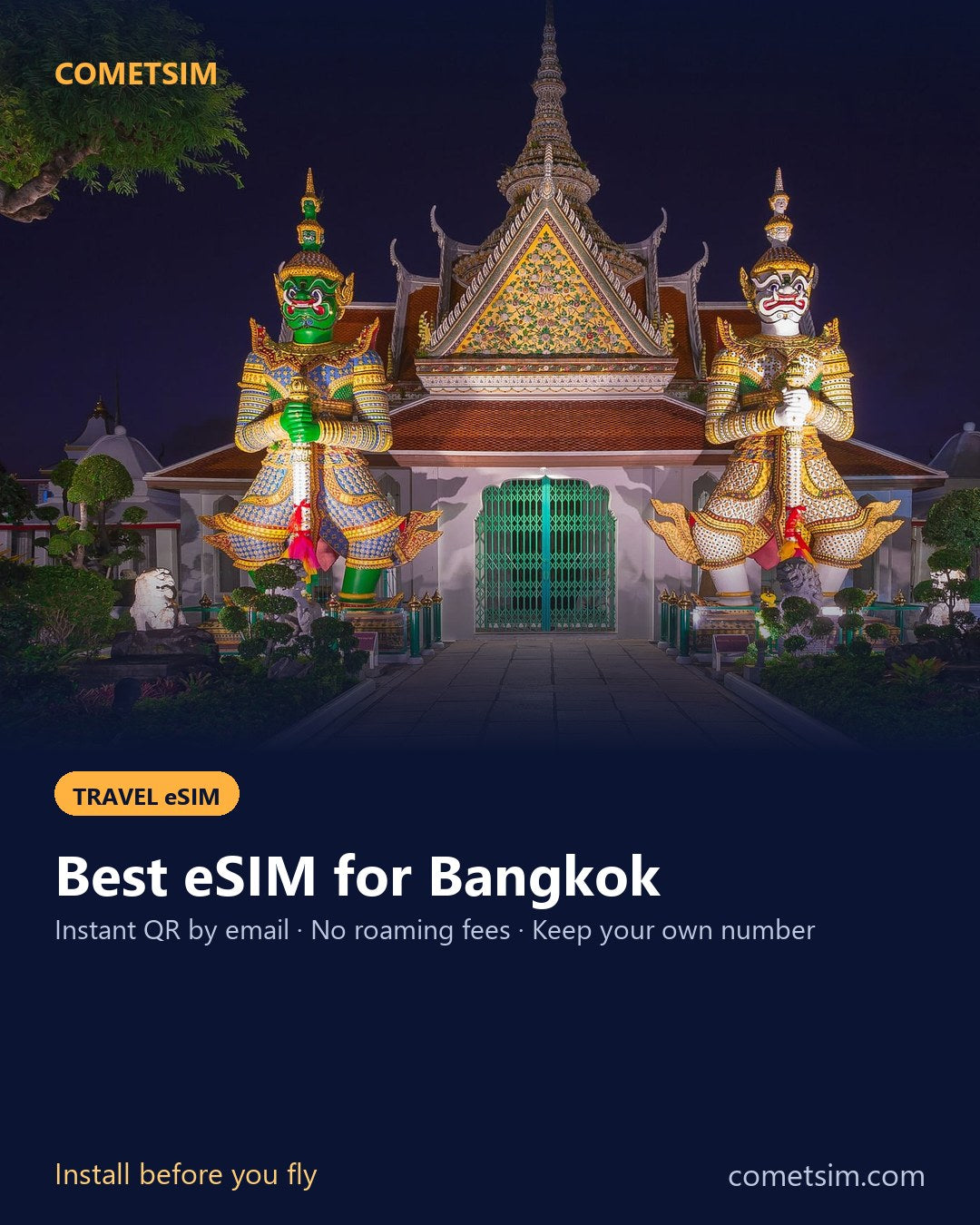 Bangkok travel eSIM – instant QR, no roaming fees