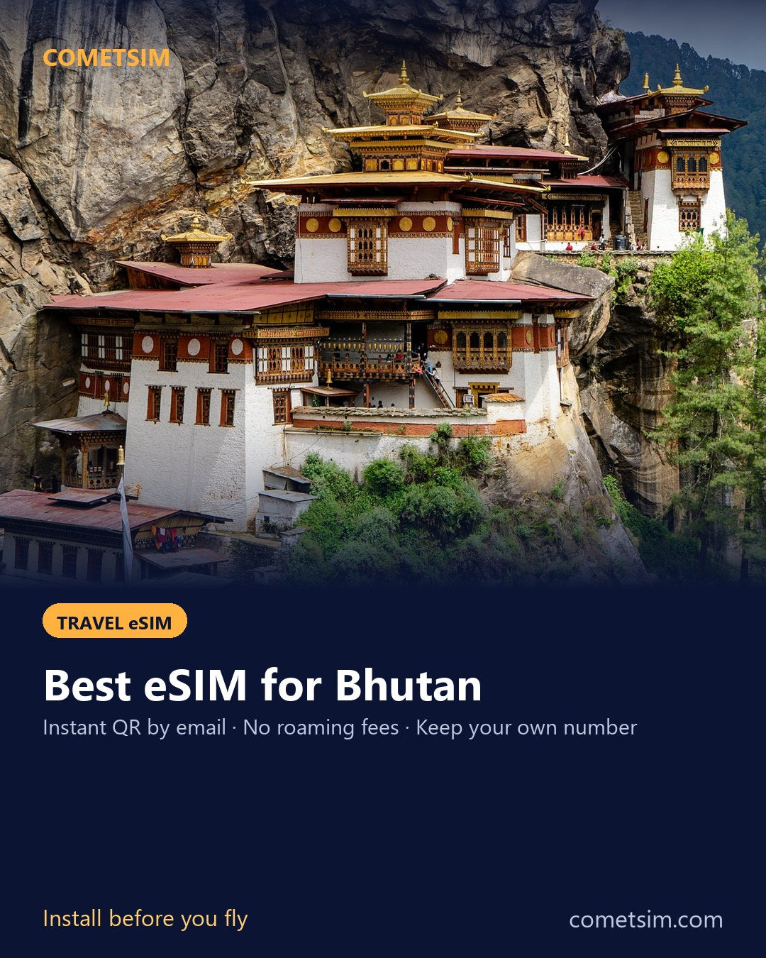 Bhutan travel eSIM – instant QR, no roaming fees