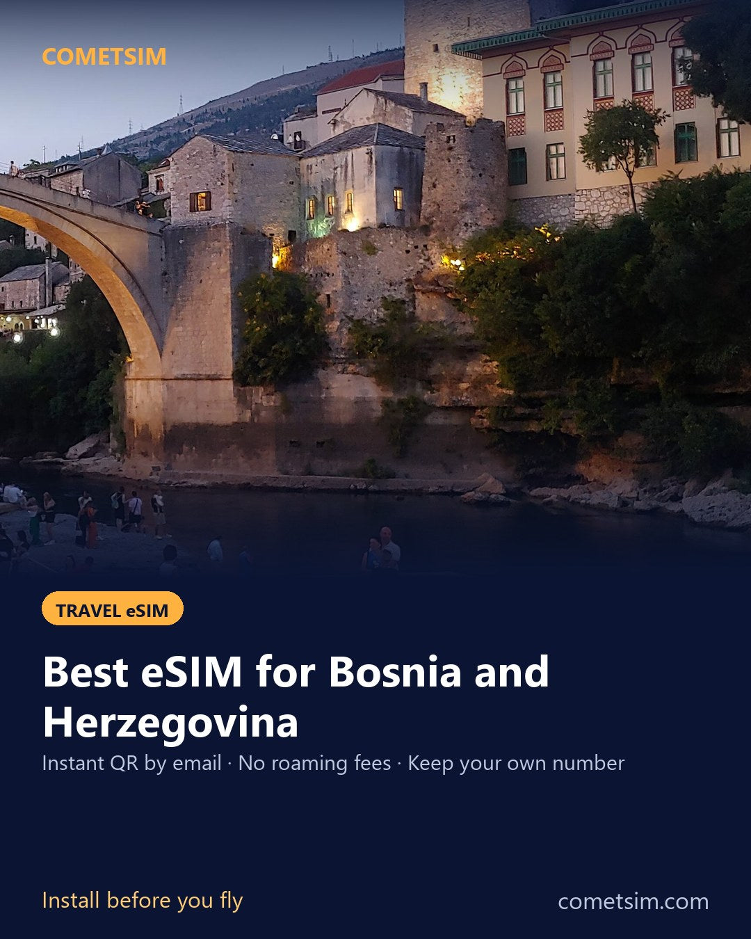 Bosnia and Herzegovina travel eSIM – instant QR, no roaming fees
