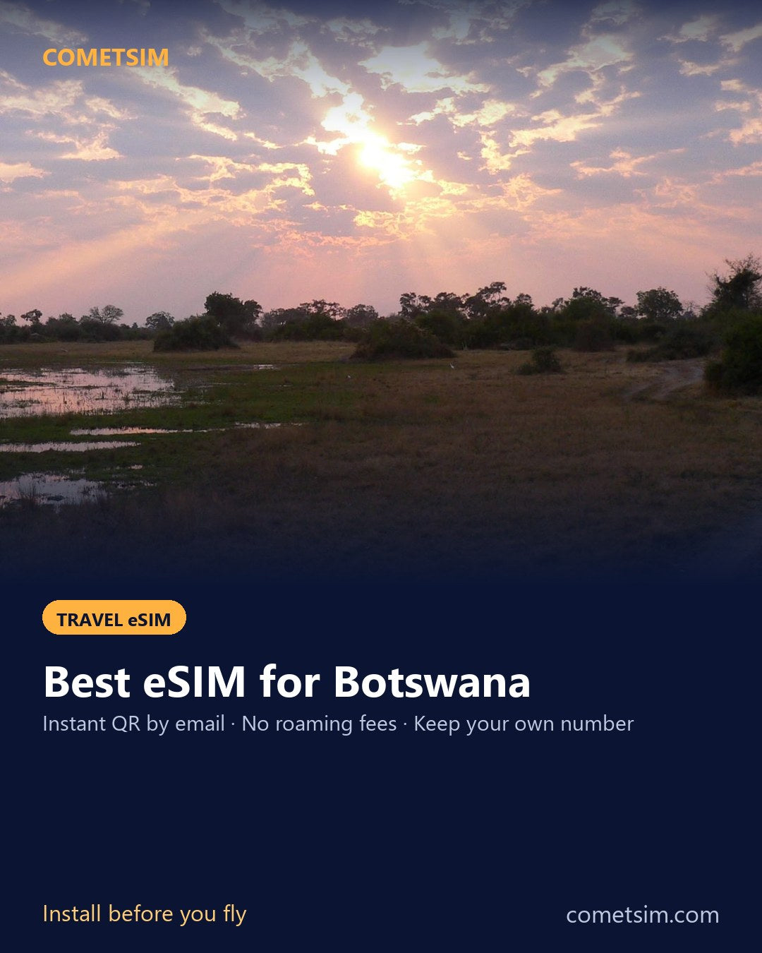 Botswana travel eSIM – instant QR, no roaming fees