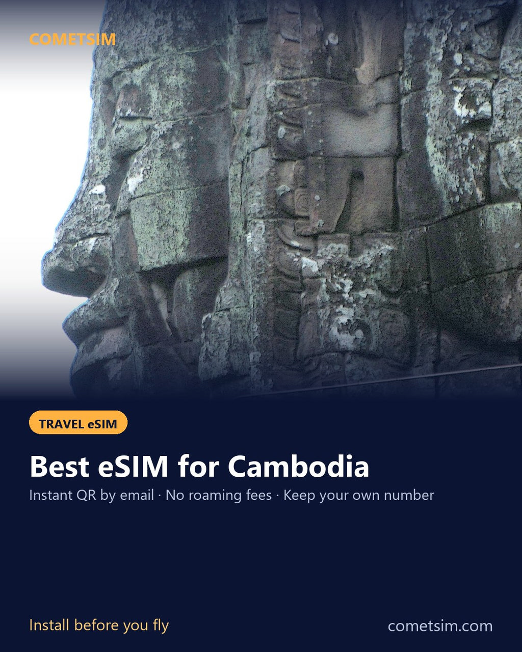 Cambodia travel eSIM – instant QR, no roaming fees