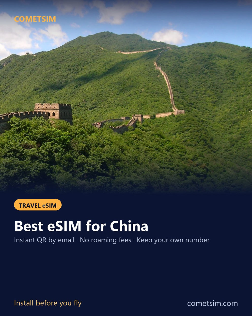 China travel eSIM – instant QR, no roaming fees