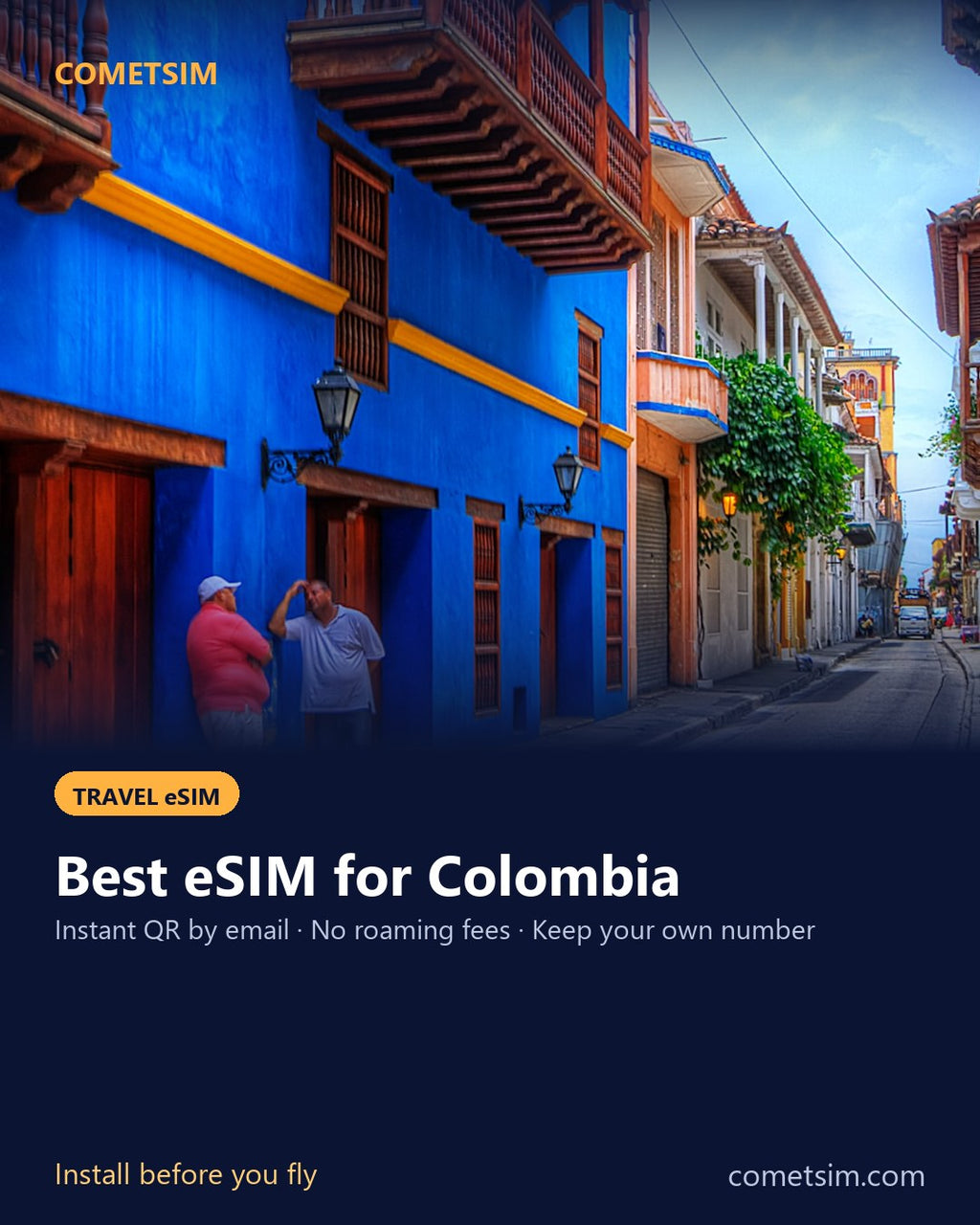 Colombia travel eSIM – instant QR, no roaming fees