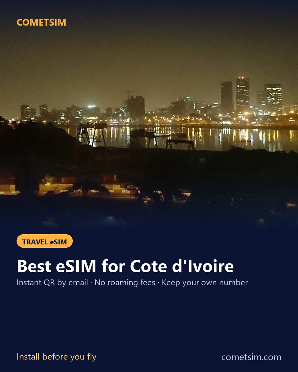 Cote d'Ivoire travel eSIM – instant QR, no roaming fees