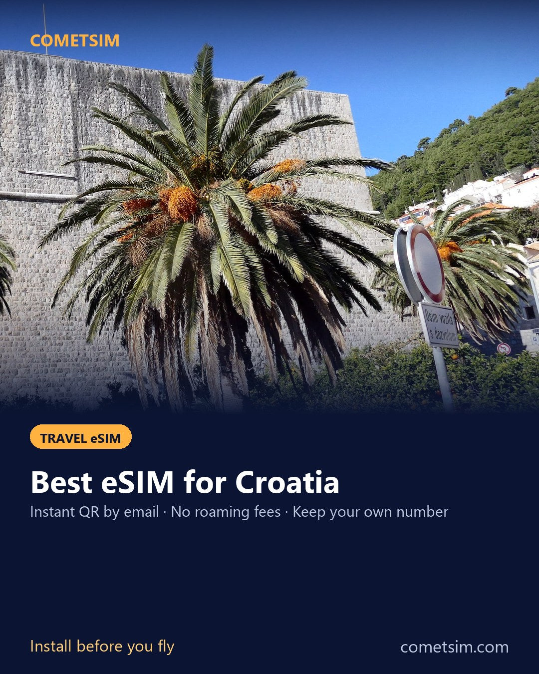 Croatia travel eSIM – instant QR, no roaming fees