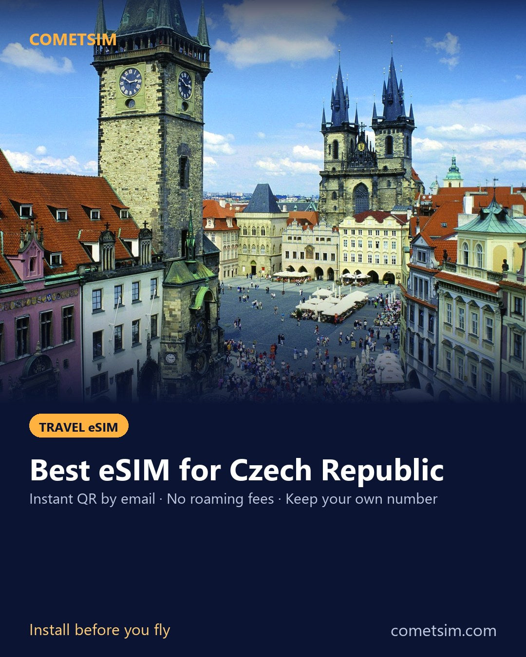 Czech Republic travel eSIM – instant QR, no roaming fees