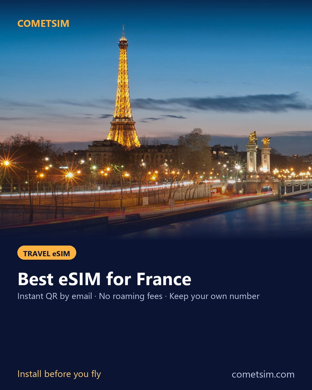 France travel eSIM – instant QR, no roaming fees
