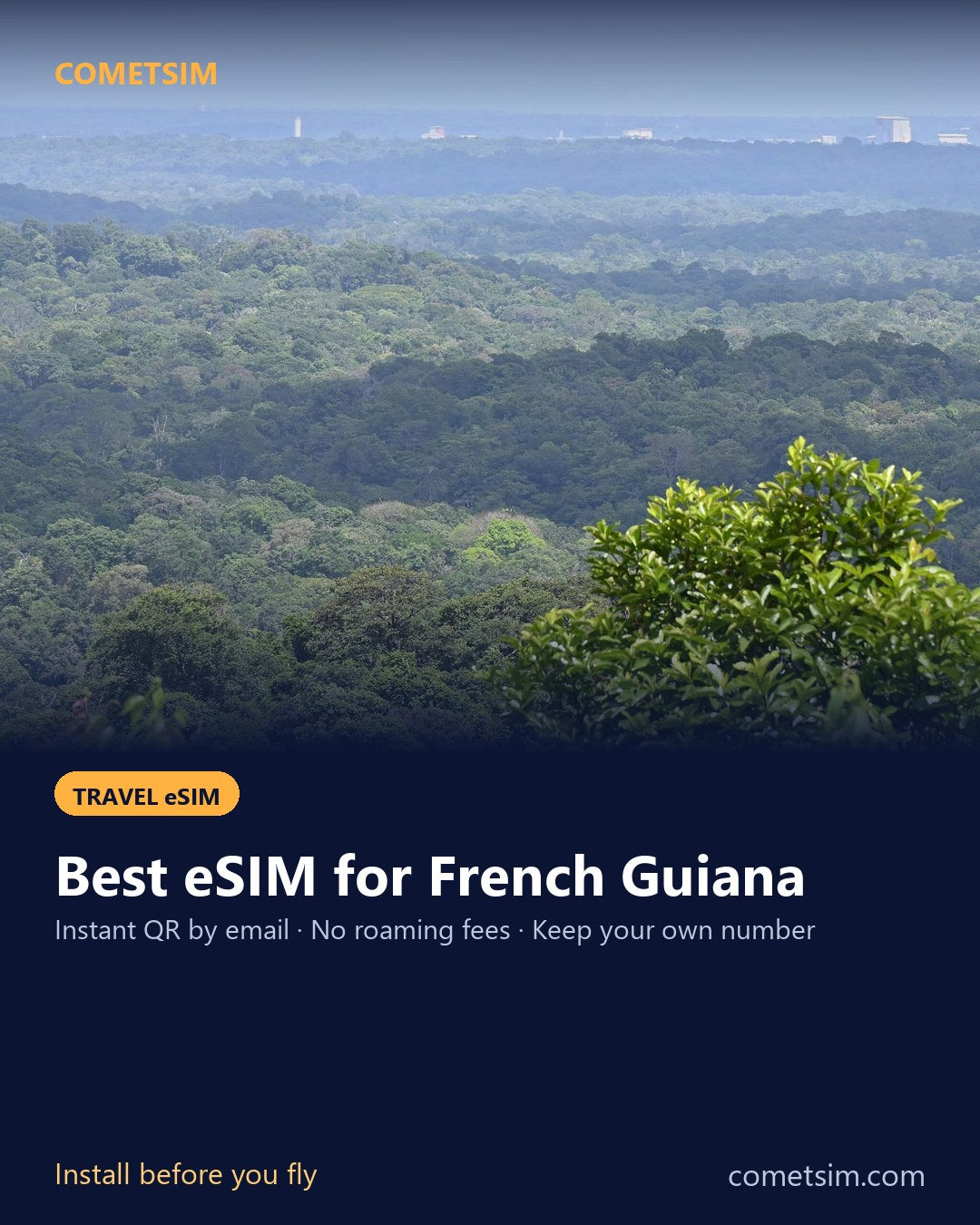 French Guiana travel eSIM – instant QR, no roaming fees