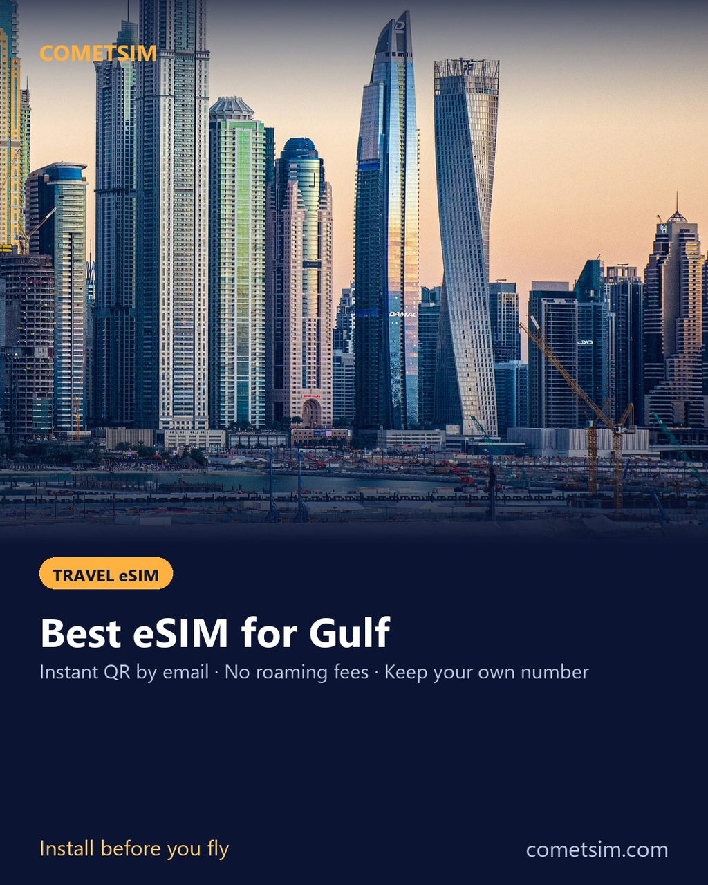 Gulf travel eSIM – instant QR, no roaming fees