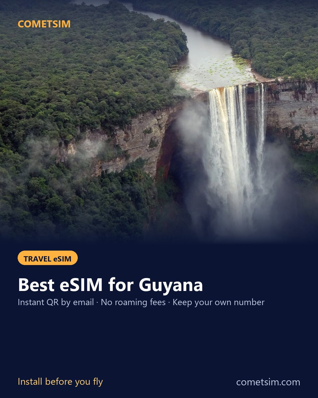 Guyana travel eSIM – instant QR, no roaming fees