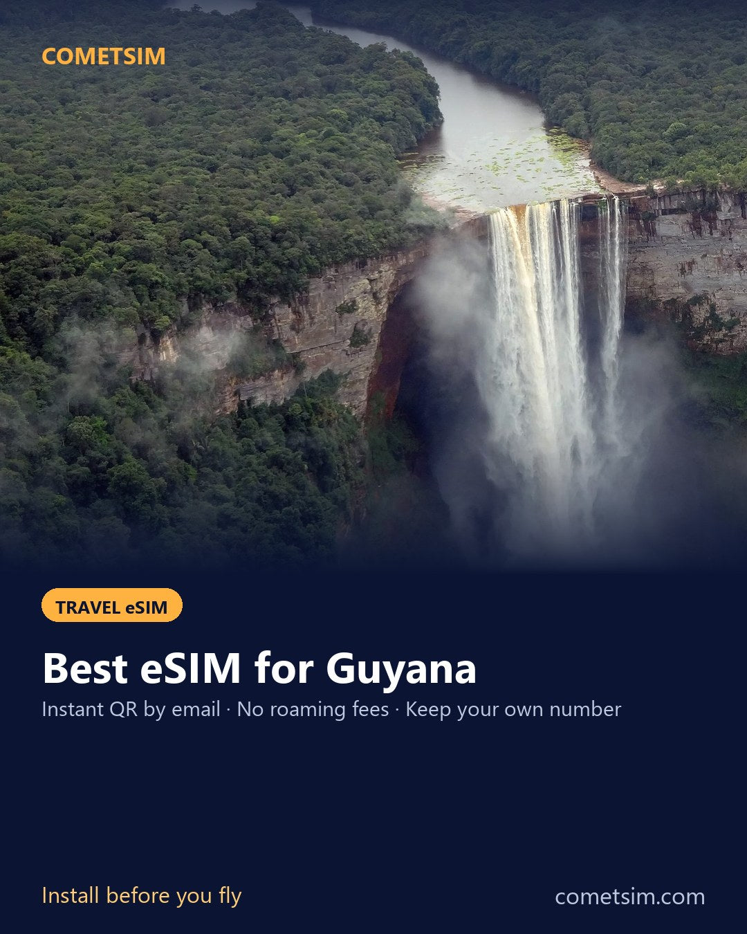 Guyana travel eSIM – instant QR, no roaming fees