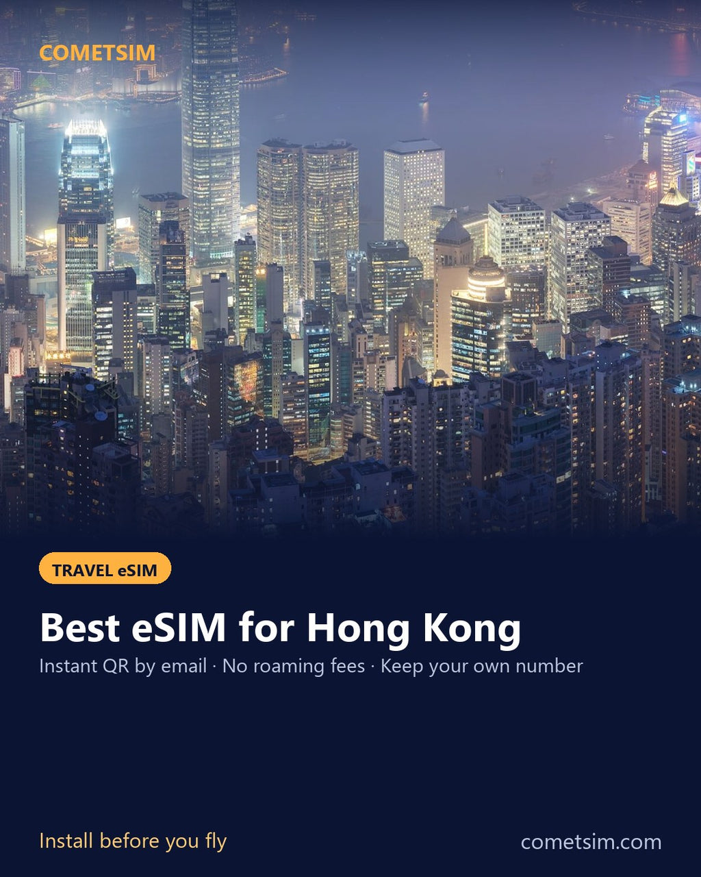 Hong Kong travel eSIM – instant QR, no roaming fees