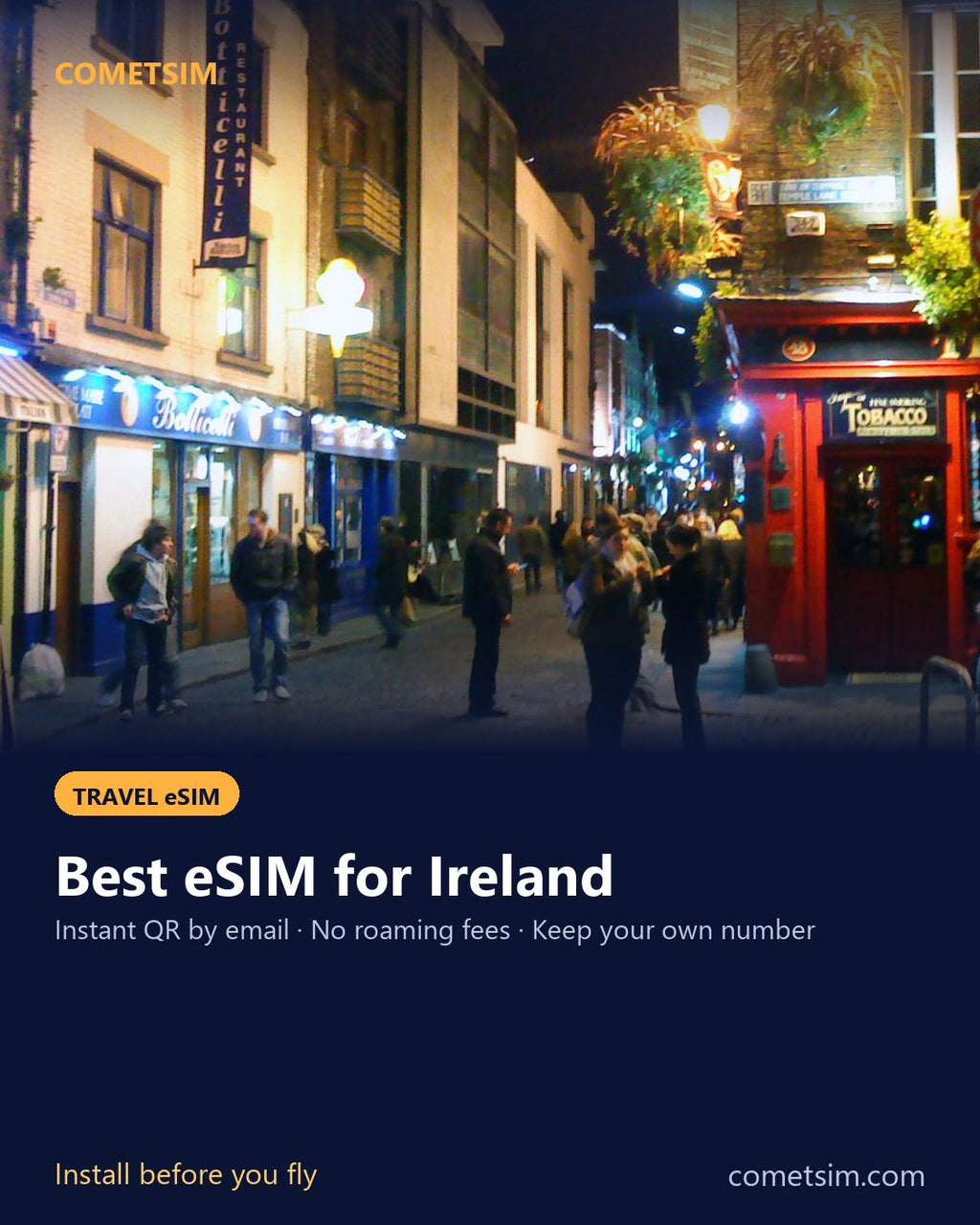 Ireland travel eSIM – instant QR, no roaming fees