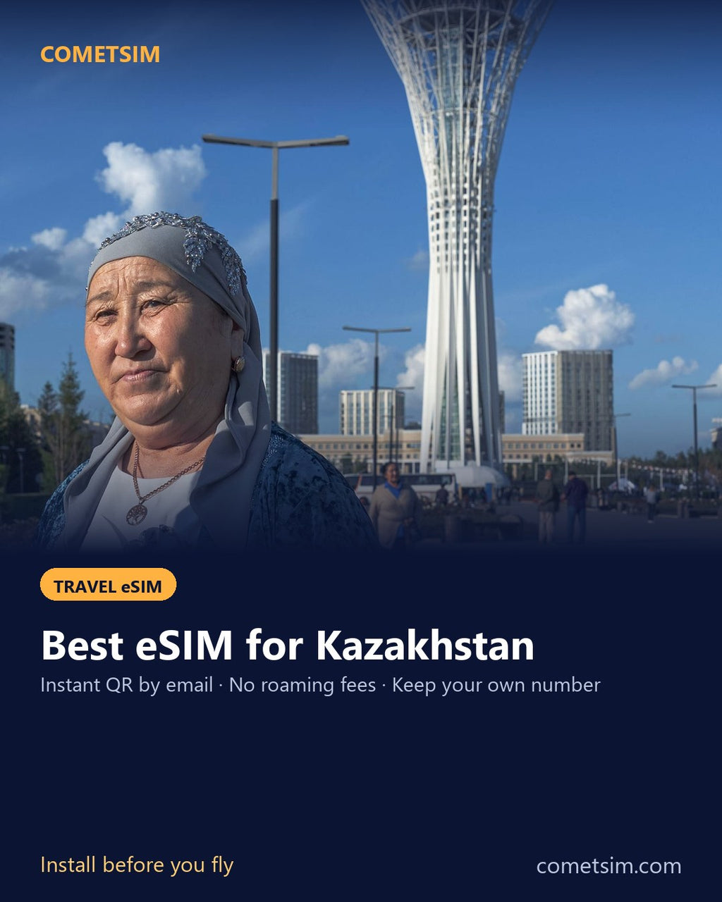 Kazakhstan travel eSIM – instant QR, no roaming fees