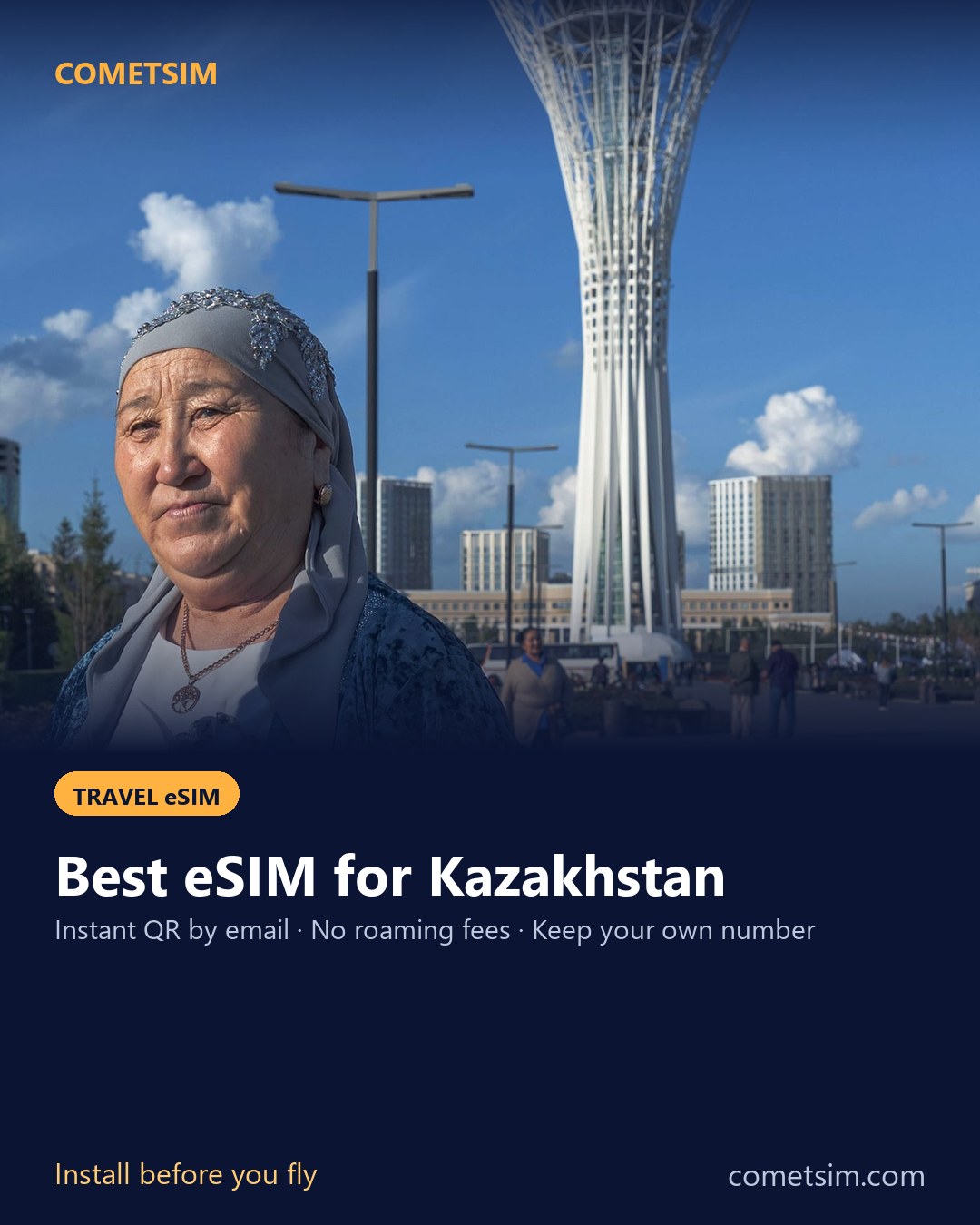 Kazakhstan travel eSIM – instant QR, no roaming fees