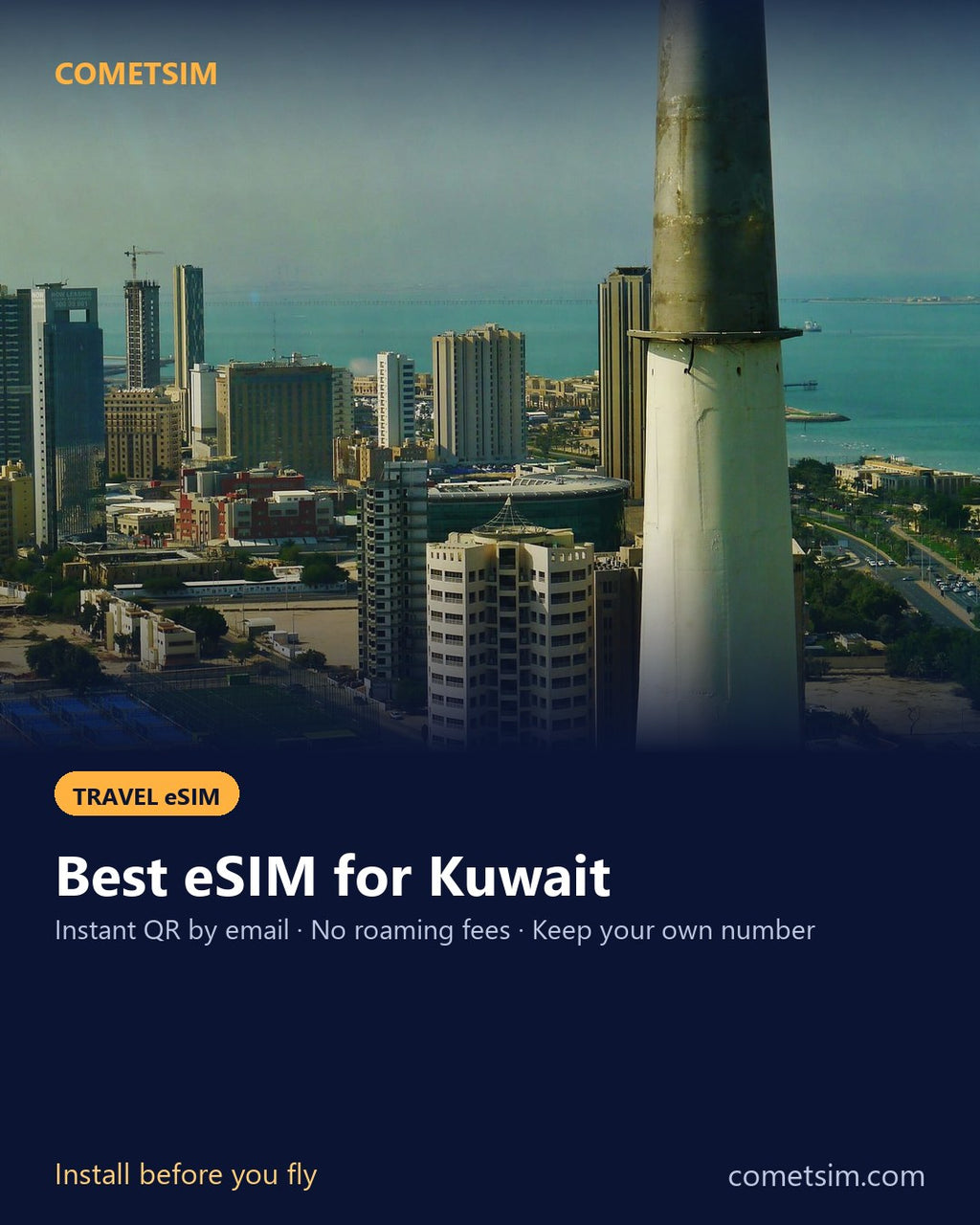 Kuwait travel eSIM – instant QR, no roaming fees