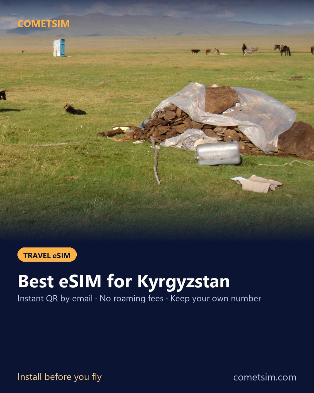 Kyrgyzstan travel eSIM – instant QR, no roaming fees