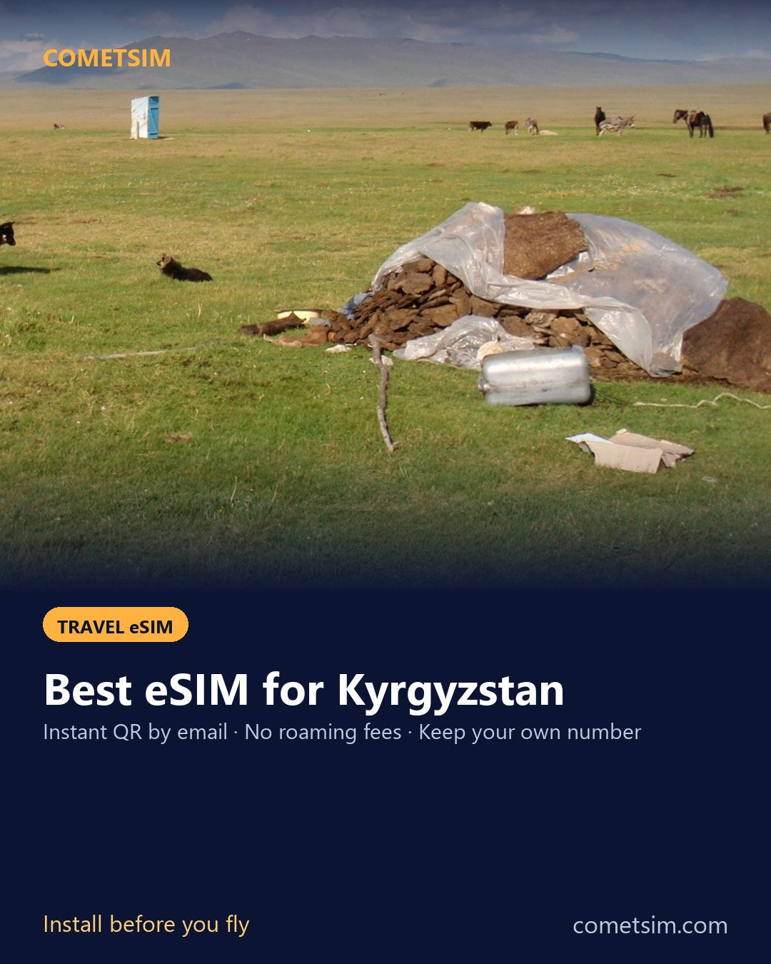 Kyrgyzstan travel eSIM – instant QR, no roaming fees