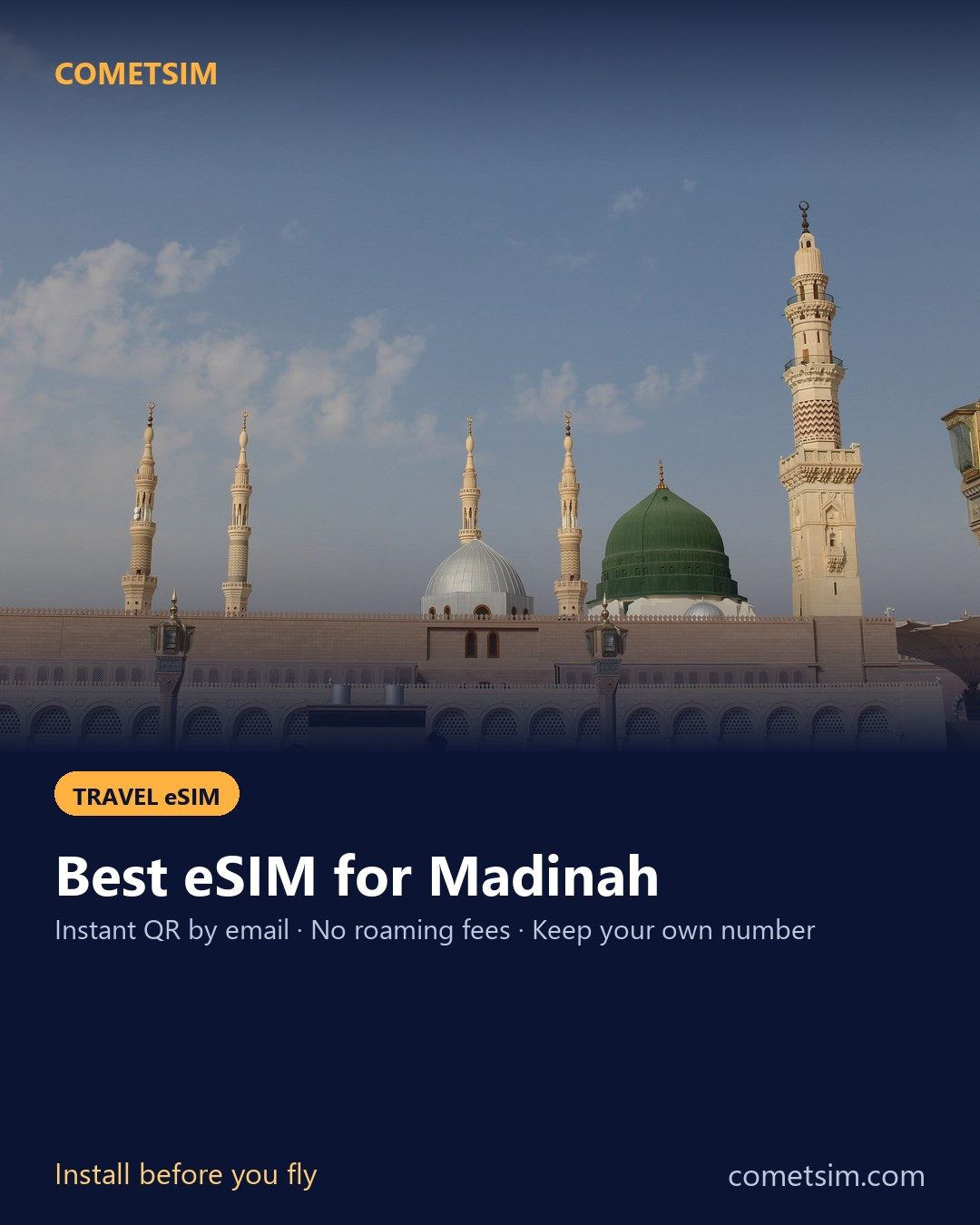Madinah travel eSIM – instant QR, no roaming fees