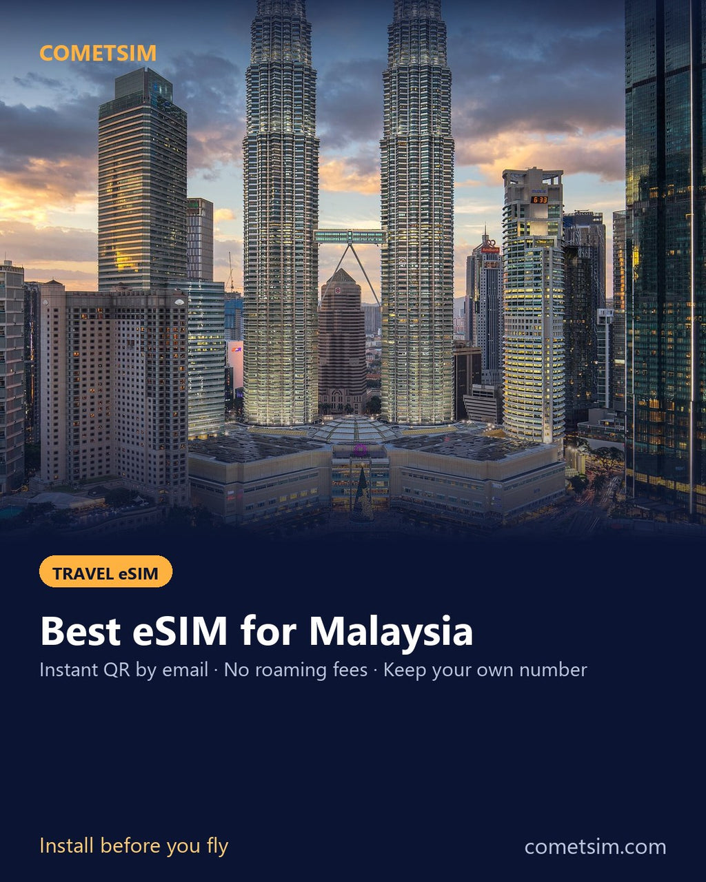 Malaysia travel eSIM – instant QR, no roaming fees