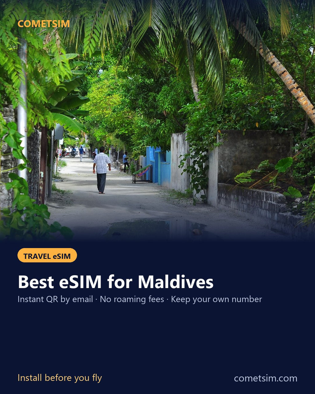 Maldives travel eSIM – instant QR, no roaming fees