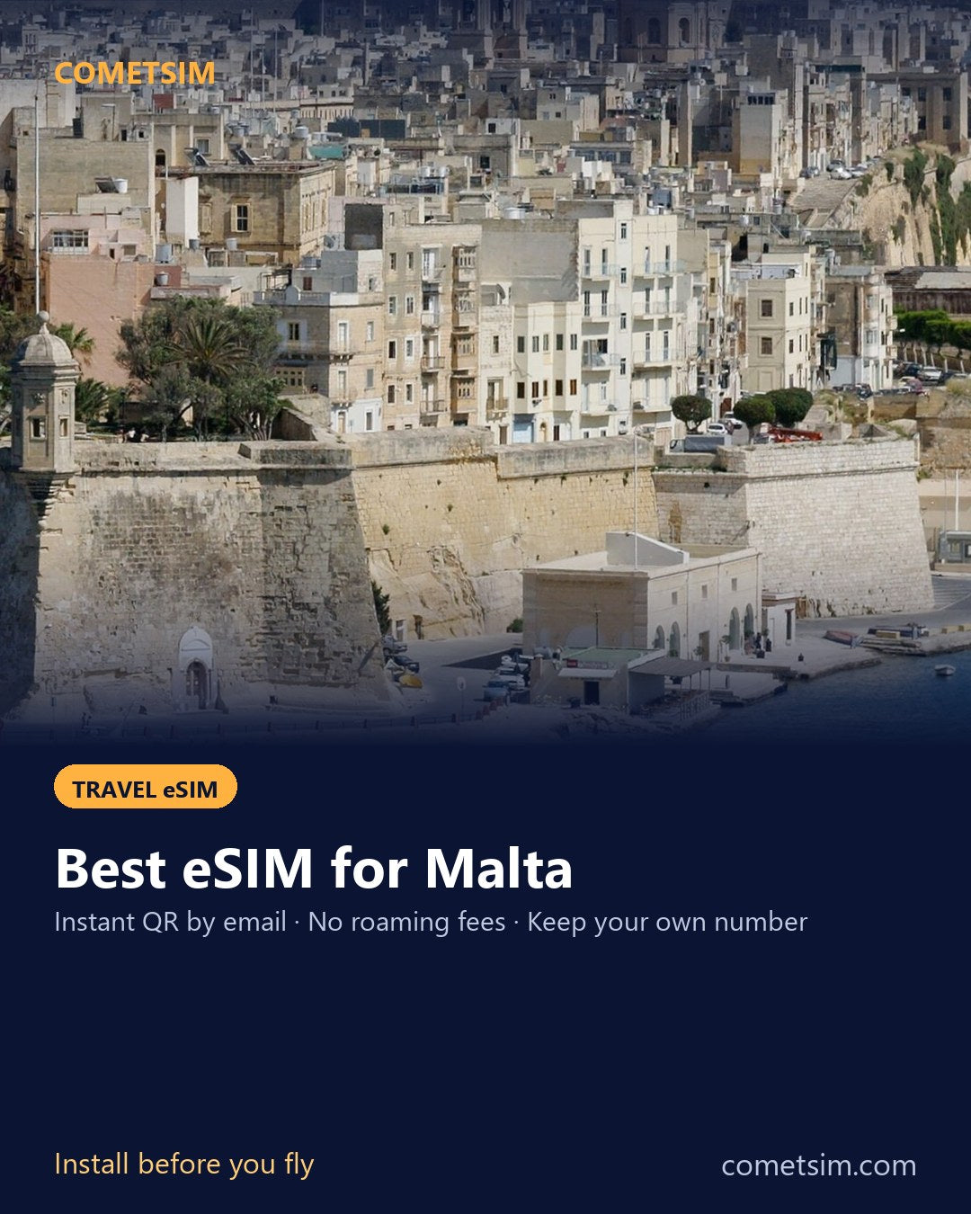 Malta travel eSIM – instant QR, no roaming fees
