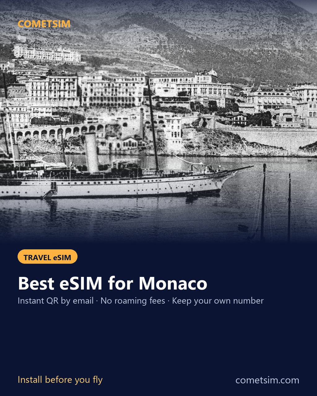 Monaco travel eSIM – instant QR, no roaming fees