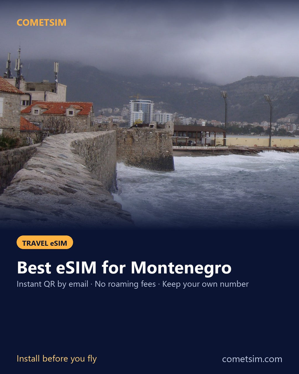 Montenegro travel eSIM – instant QR, no roaming fees