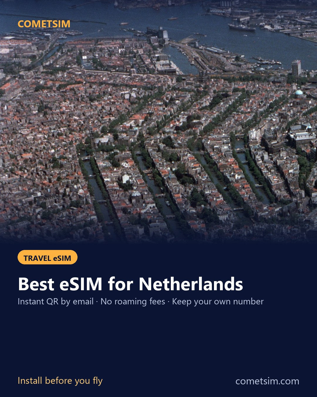 Netherlands travel eSIM – instant QR, no roaming fees