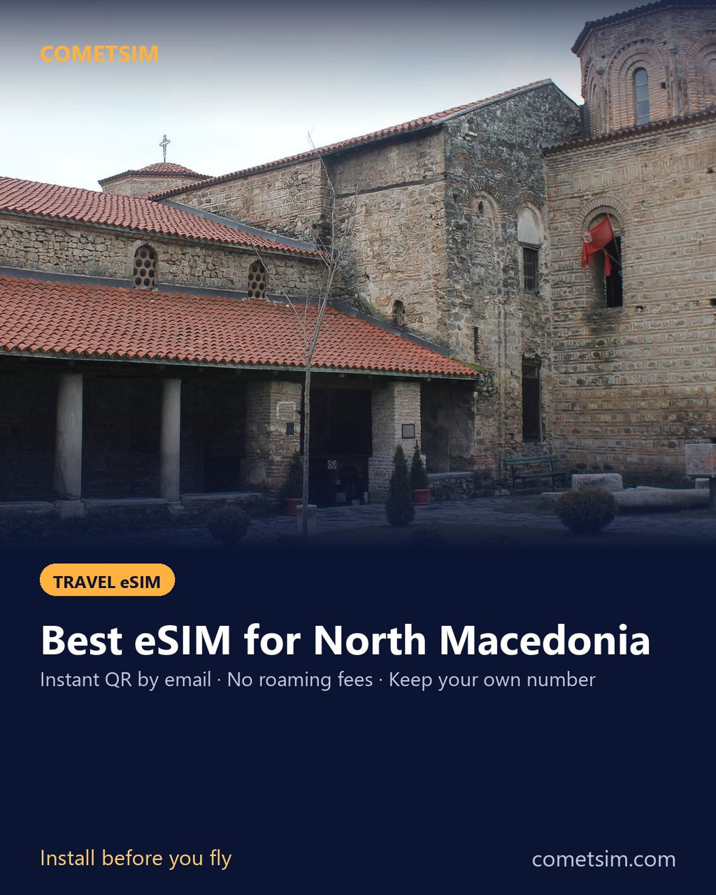 North Macedonia travel eSIM – instant QR, no roaming fees
