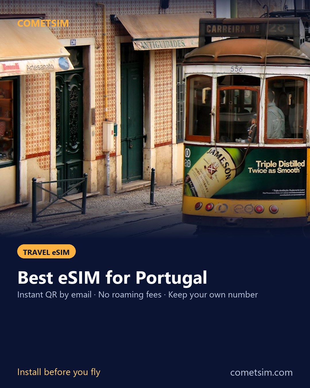 Portugal travel eSIM – instant QR, no roaming fees