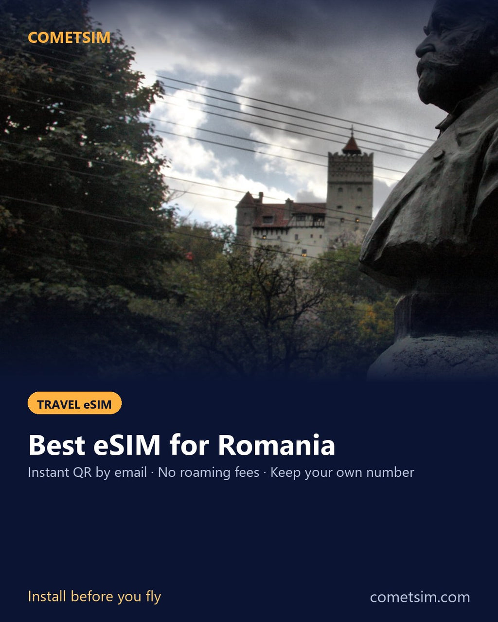Romania travel eSIM – instant QR, no roaming fees