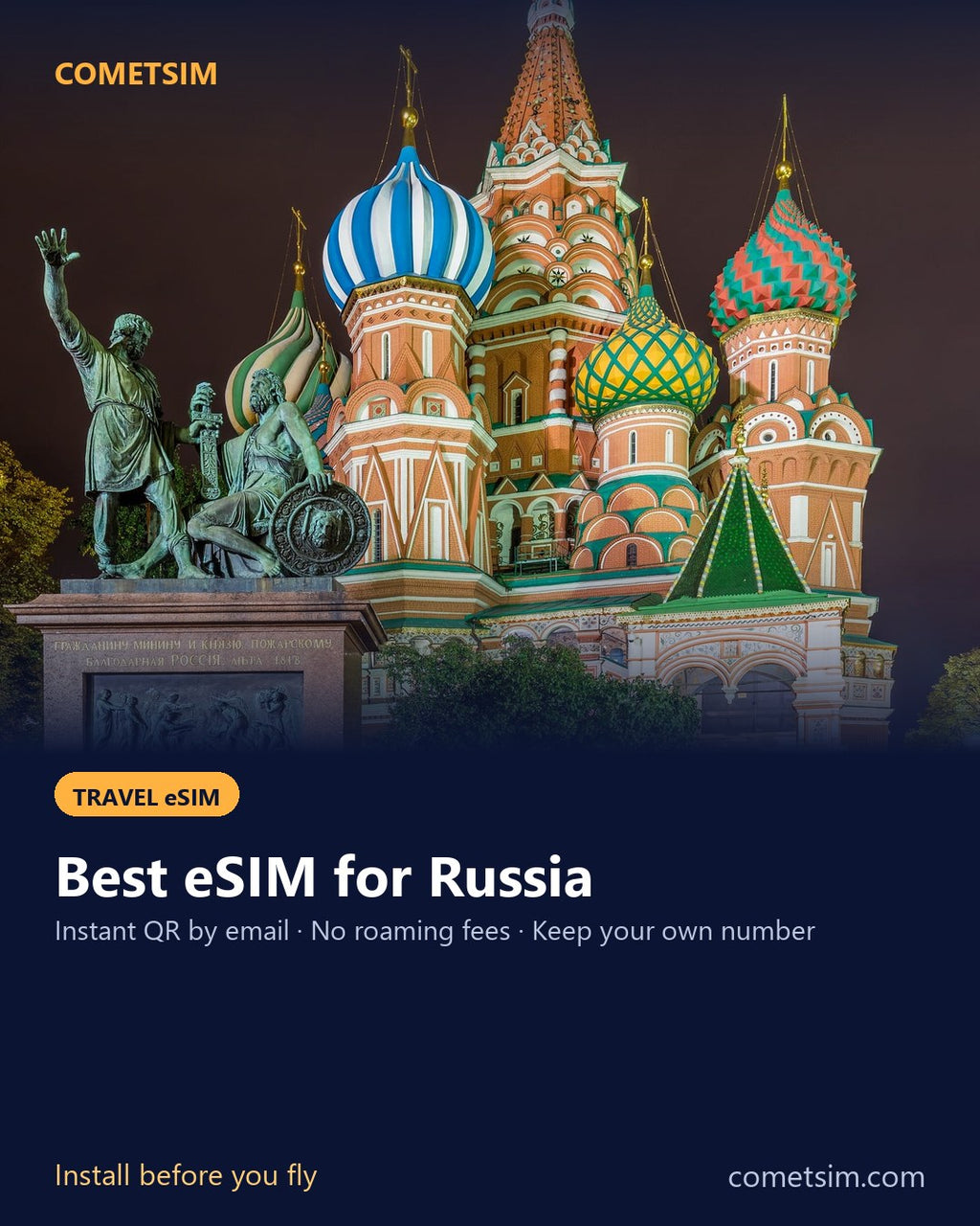 Russia travel eSIM – instant QR, no roaming fees