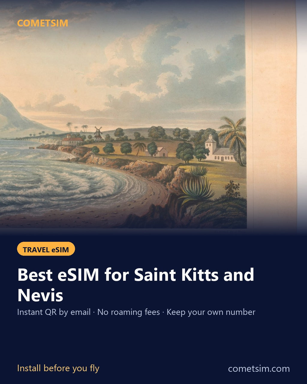 Saint Kitts and Nevis travel eSIM – instant QR, no roaming fees