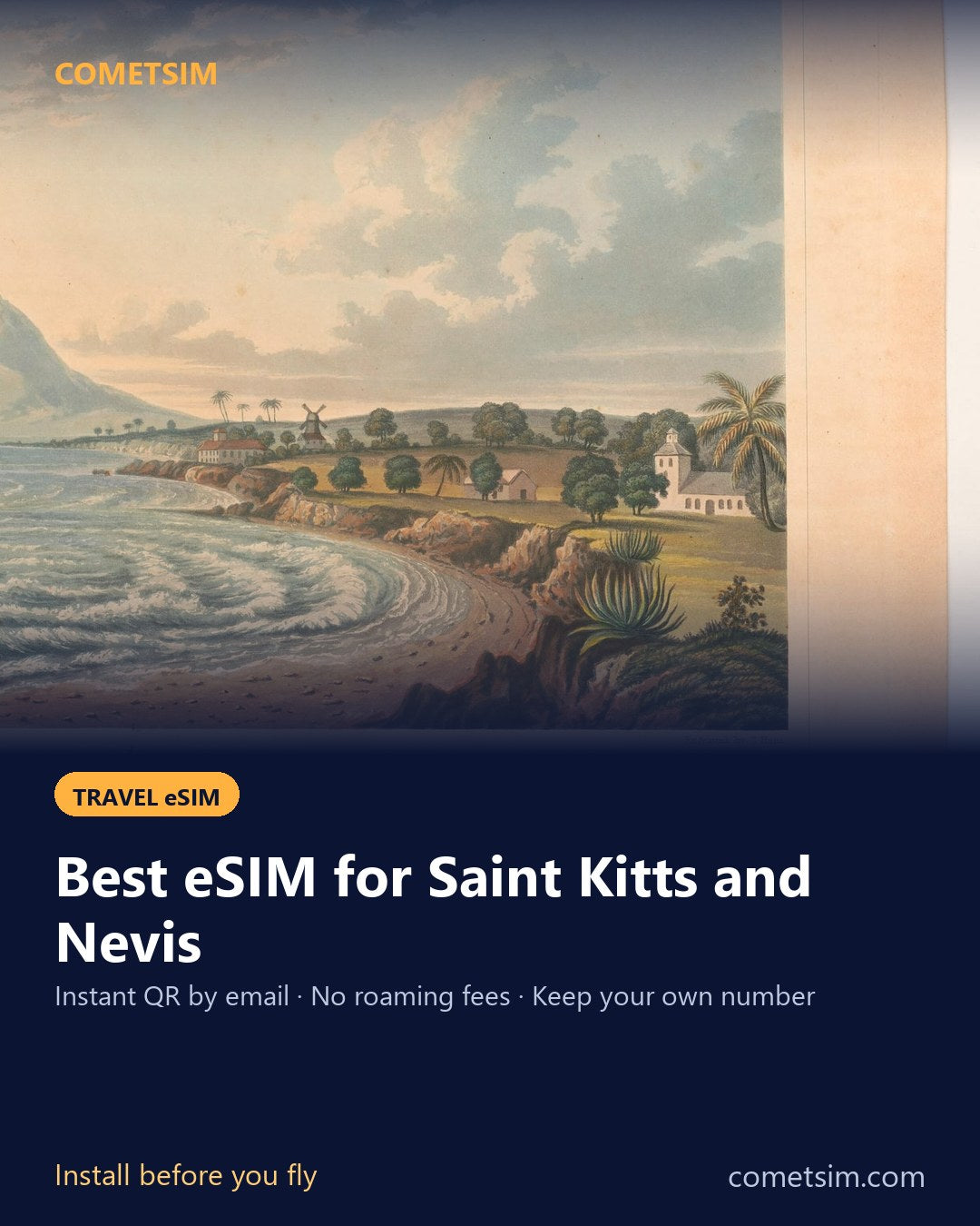 Saint Kitts and Nevis travel eSIM – instant QR, no roaming fees
