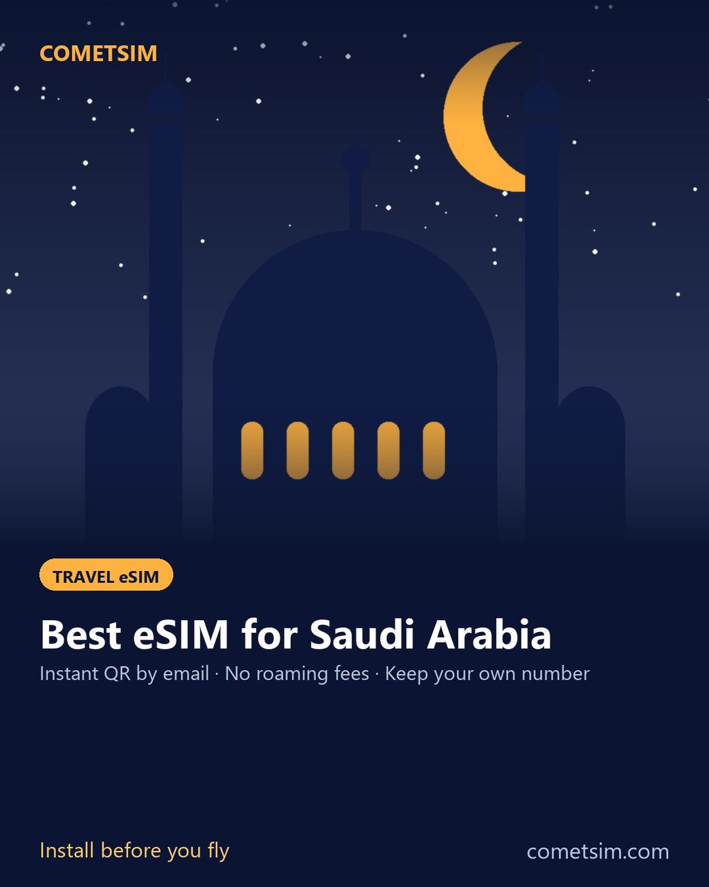 Saudi Arabia travel eSIM – instant QR, no roaming fees