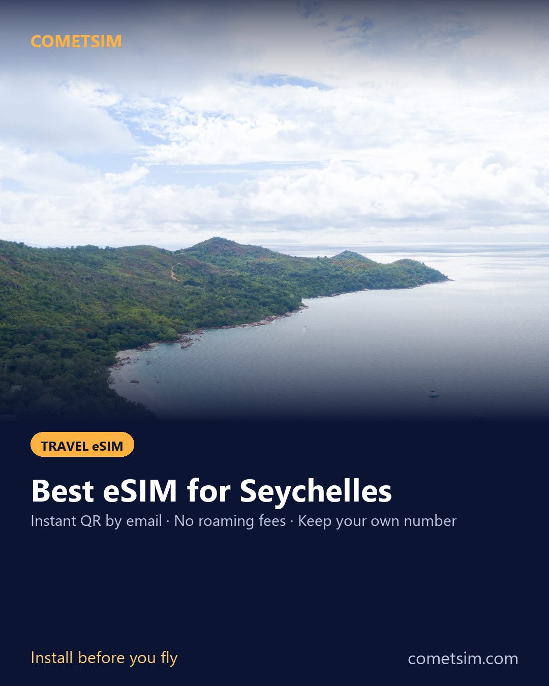 Seychelles travel eSIM – instant QR, no roaming fees