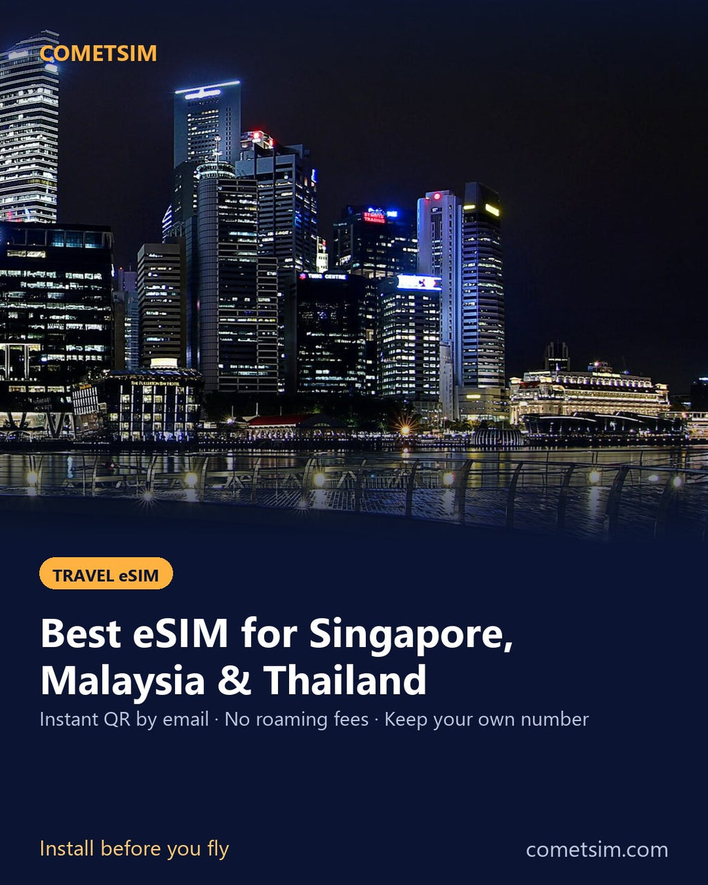 Singapore, Malaysia & Thailand travel eSIM – instant QR, no roaming fees