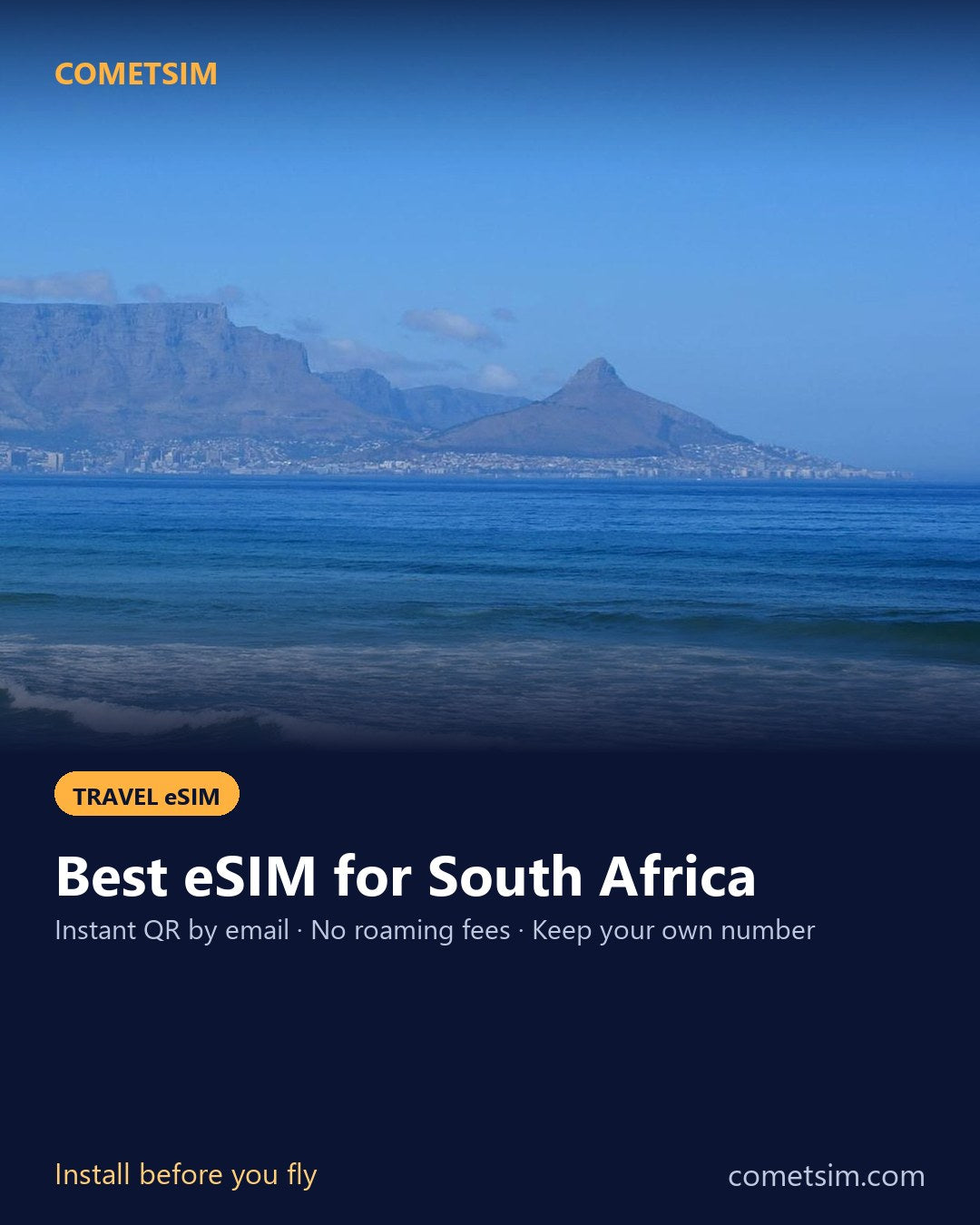 South Africa travel eSIM – instant QR, no roaming fees