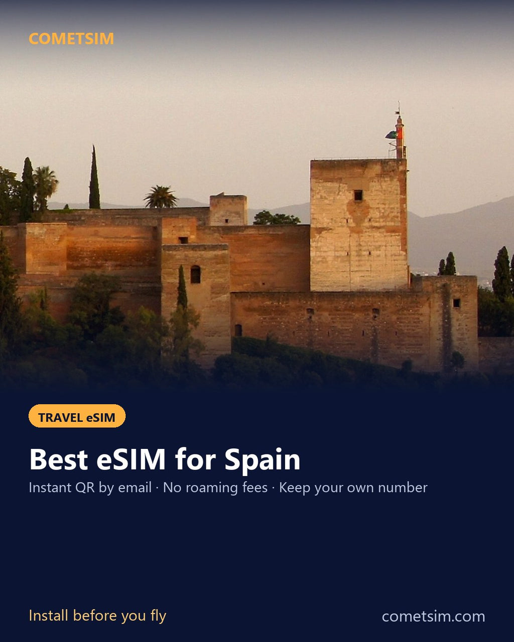 Spain travel eSIM – instant QR, no roaming fees