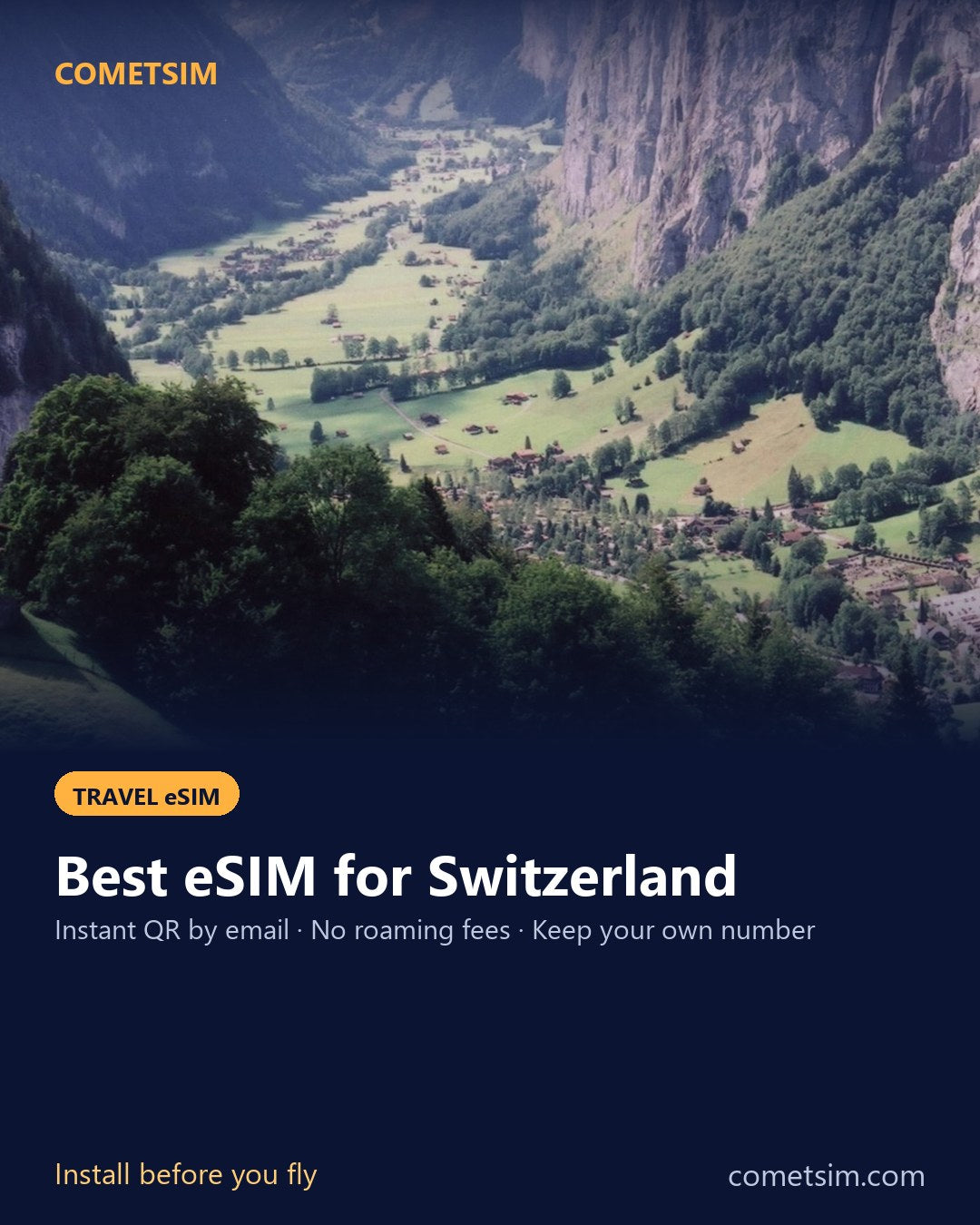 Switzerland travel eSIM – instant QR, no roaming fees
