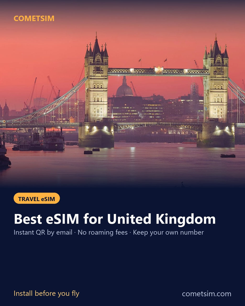 United Kingdom travel eSIM – instant QR, no roaming fees