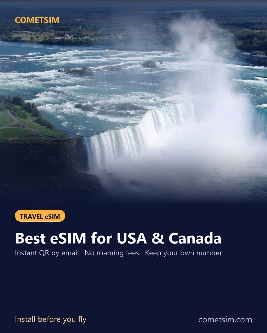 USA & Canada travel eSIM – instant QR, no roaming fees
