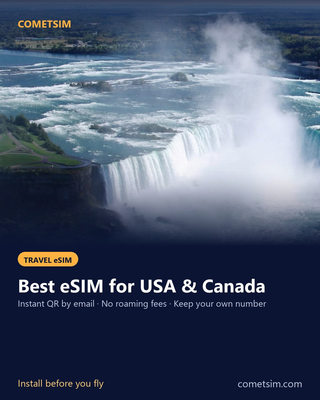 USA & Canada travel eSIM – instant QR, no roaming fees