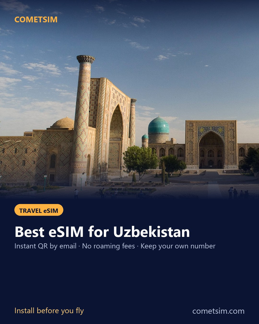 Uzbekistan travel eSIM – instant QR, no roaming fees